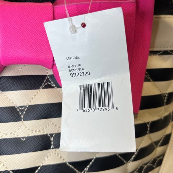 Betsey Johnson NWT Striped and Hearts Marilyn Satchel - Picture 4 of 8